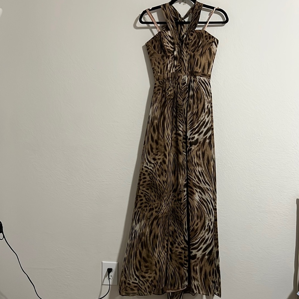 BCBGMaxazria Animal Print Long Dress